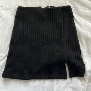 princess polly black mini pencil skirt knit material with side slit